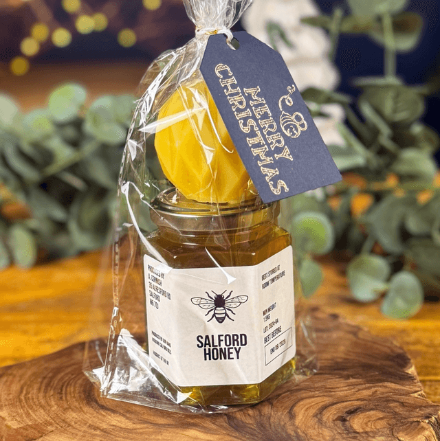 Pre-Order: Christmas Candle &amp; Honey Gift set  with a large candle
